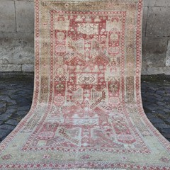 1930s Vintage Area Rug 3.54 x 6.4 ft , 4×6 Antique Handmade Wool 108 x 195cm