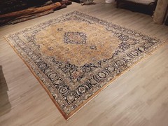 ESTATE 10×12 SIGNED CIRCA 1920 STONE-WASHED HANDMADE-KNOTTED WOOL RUG 582647