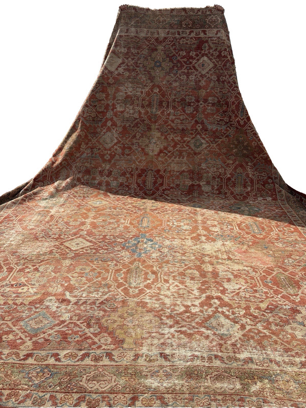 Auth: Mid 19th C Antique Sultanabbad Rare Mystical Art Beauty Salmon 10x14 gallery