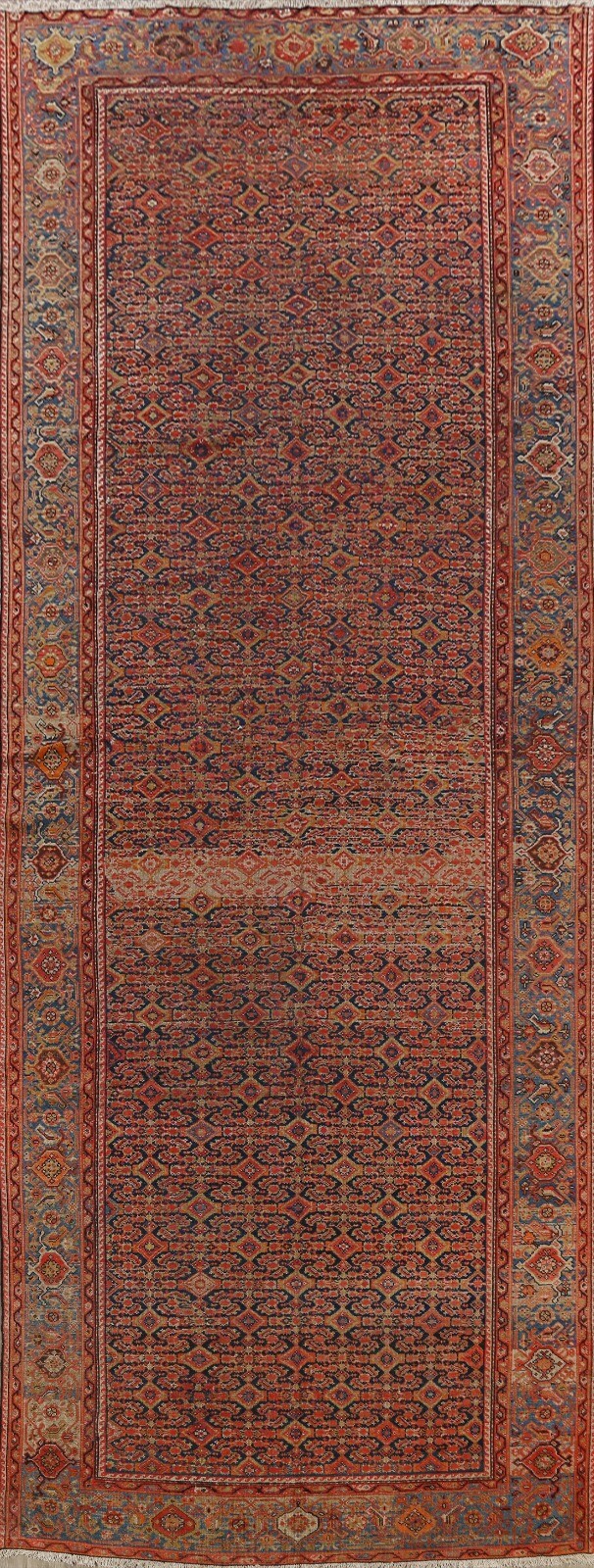 Antique Pre-1900 Geometric Malayer Runner Rug Vegetable Dye Hand-Knotted 6x16 ft gallery