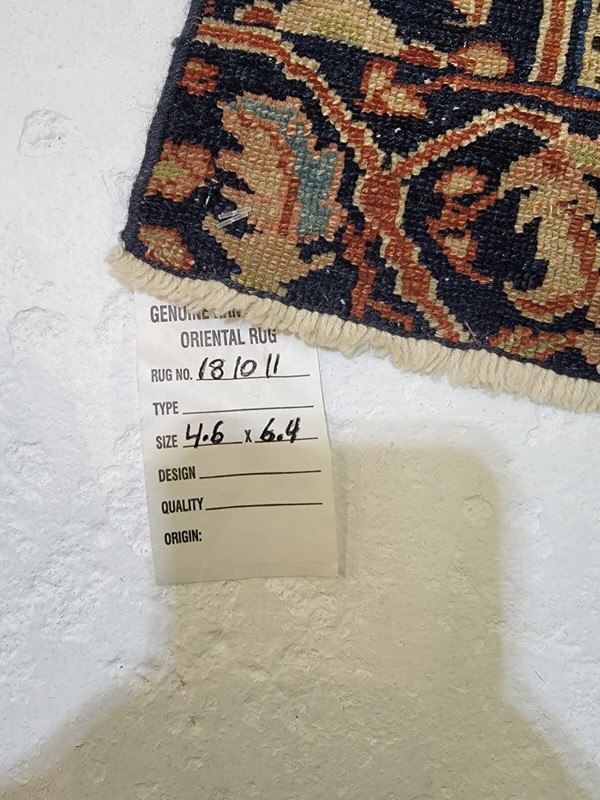 Antique Oriental Hand-Knotted Wool Area Rug Blue/Light Green/Beige 4'6" x 6'4" gallery
