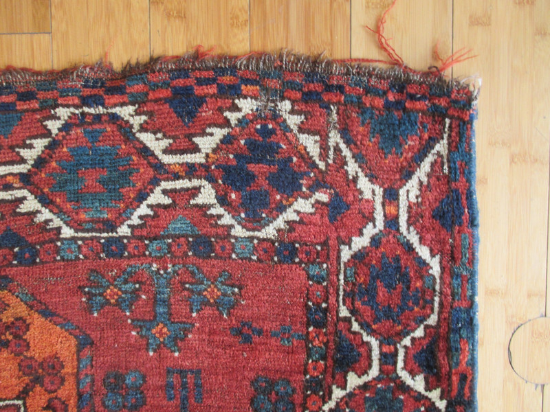 Antique 19thC Ersari Turkmen Main Rug 7.5 x 9.5 ft Rare Teal/Turquoise !! gallery
