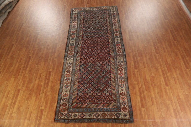 Pre-1900 Antique Vegetable Dye Russian Kazak Oriental Handmade Runner Rug 5x13 gallery