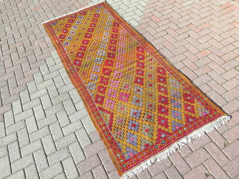 Turkish Kilim Runner Embroidery Rug, Hallway Carpet Rugs Corridor Kelim 44"x105" gallery