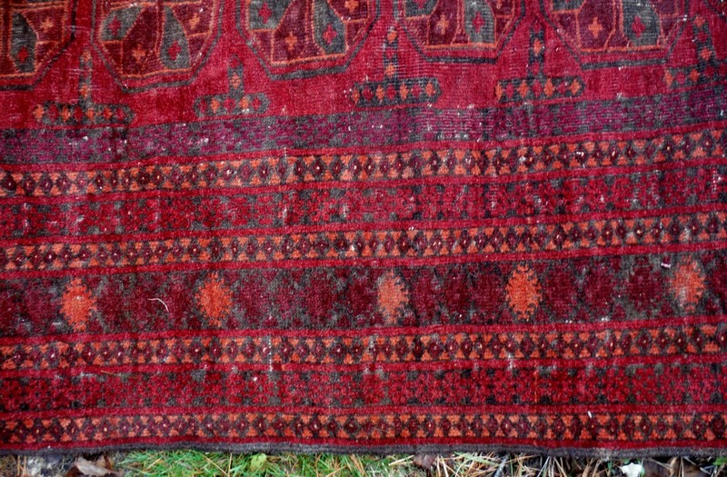 Antique Vintage Afghan Bokhara Deep Red Oriental Carpet 47" x 65" from Estate gallery
