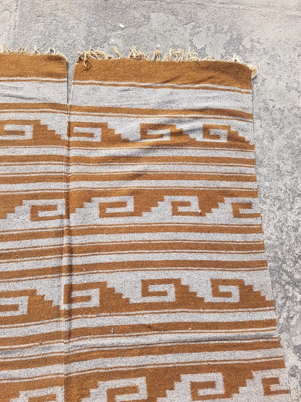 Antique Mexican Handwoven Native American Indian Rug Wool Carpet 194x132 cm gallery