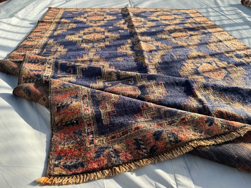 4x6Ft Afghan Hand Knotted Terracotta Area Rug Baluchi Oriental Blue Wool Carpet gallery
