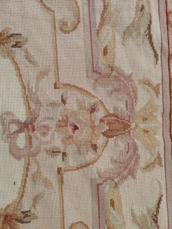 Vintage French Floral Needlepoint Handmade Multicolor Rug Wool Carpet 177x115 cm gallery