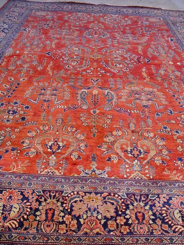 Antique Saroukk Hand-Knotted Wool 9' x 12' Red Oriental Rug Exceptional gallery
