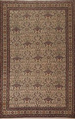 All-Over Floral Anatolian Turkish Rug Wool Ivory Handmade Room Size Rug 7×10