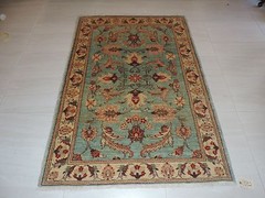 4x6ft. Handmade Afghan Chobi Blue Wool Rug