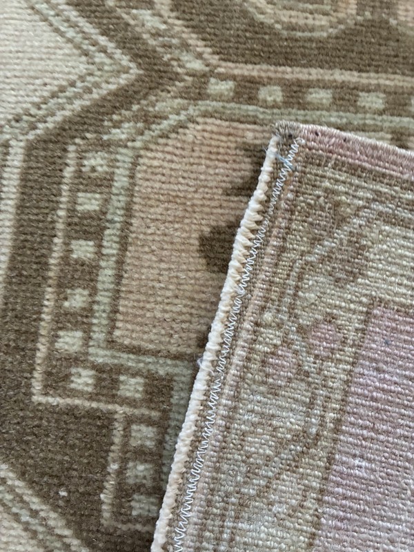 Vintage Oushak 2x3 Small Rug Muted Neutral Beige Wool Hand Knotted Mat gallery