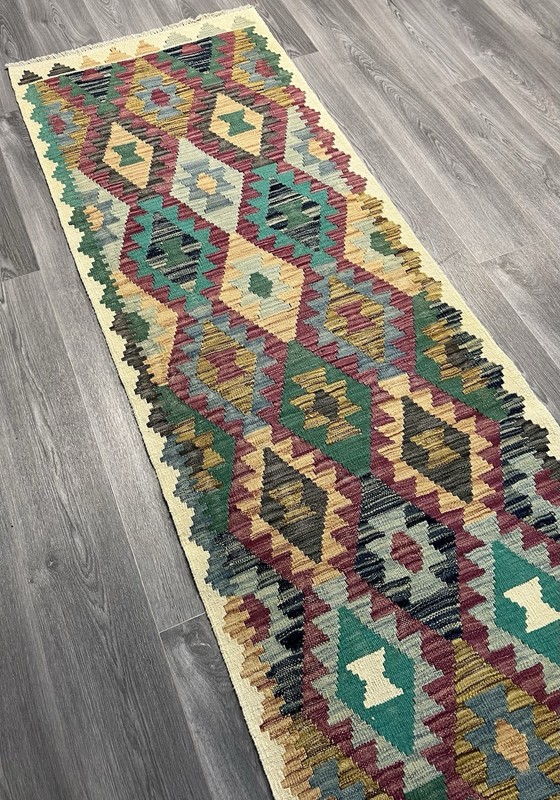 Handmade Kilim Runner wool natural colours Afghan Traditional 288cmx83cm gallery