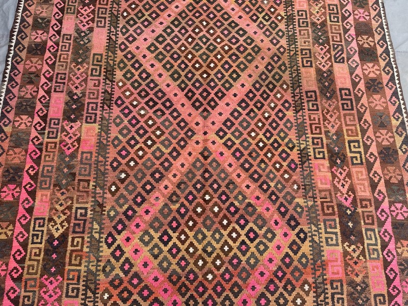 Antique Afghan Flat Weave Kilim Rug 6'6 x 9'9 Ft Oriental Tribal Wool Area Rug gallery