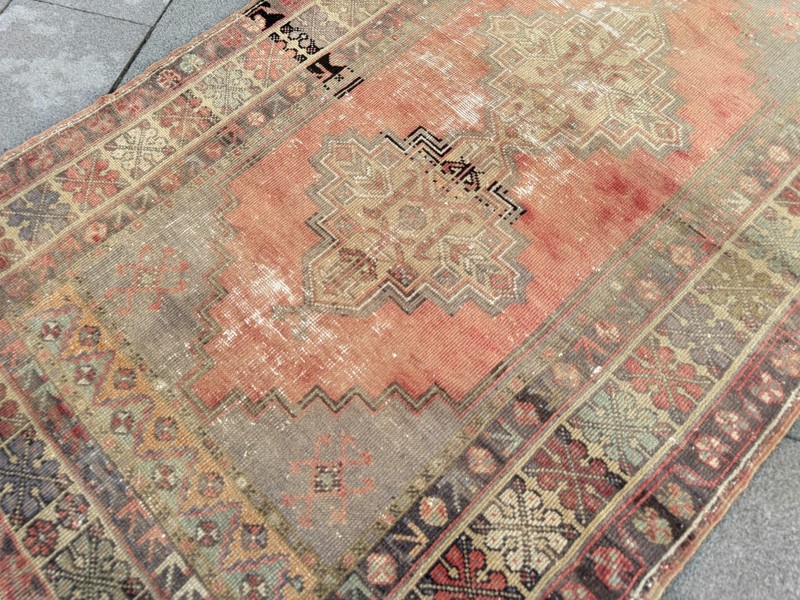 Muted Terracotta Rug 3.8x6.2 ft Vintage Turkish Tribal Wool Carpet gallery