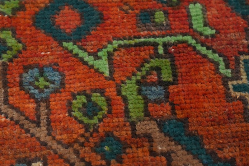 Semi-Antique Over-Dyed Orange Wool Hand-made Traditional 10 ft Runner Rug 3x10 gallery