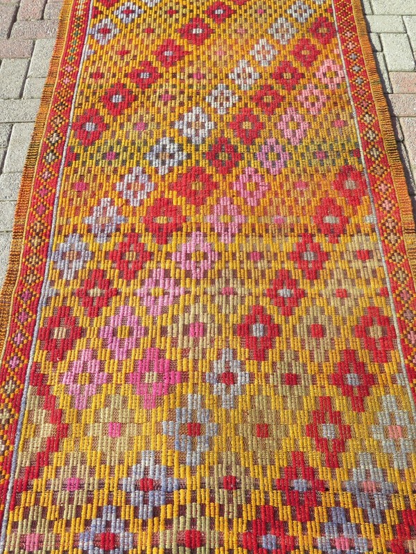 Turkish Kilim Runner Embroidery Rug, Hallway Carpet Rugs Corridor Kelim 44"x105" gallery