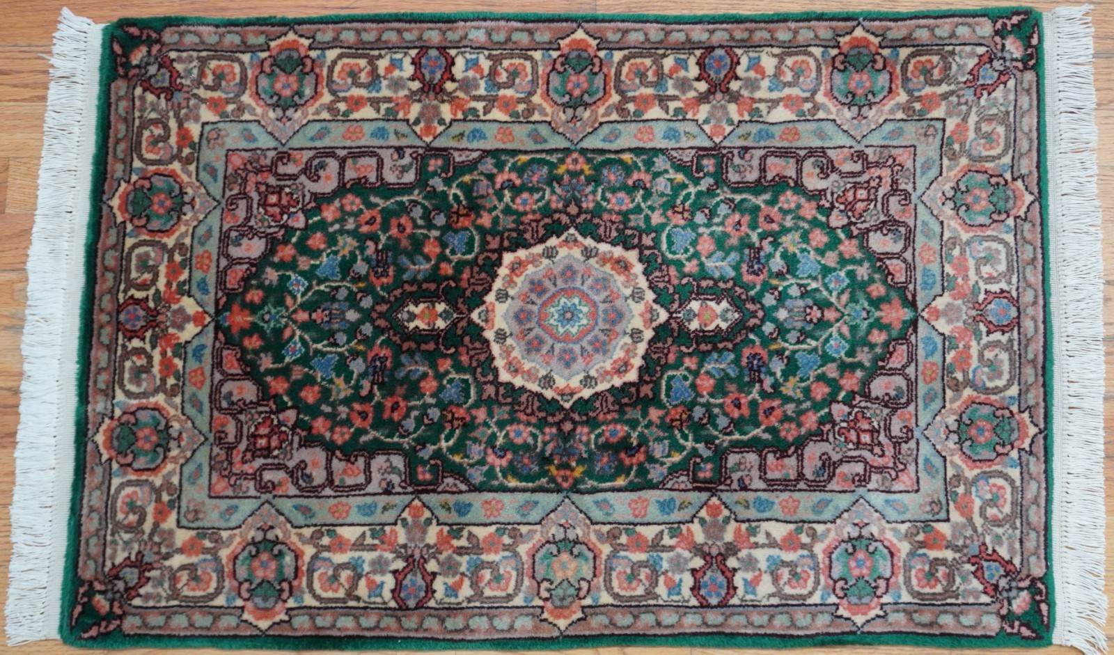Gorgeous Kermann Hand Knotted Green Oriental Rug 2'1" x 4'3" gallery