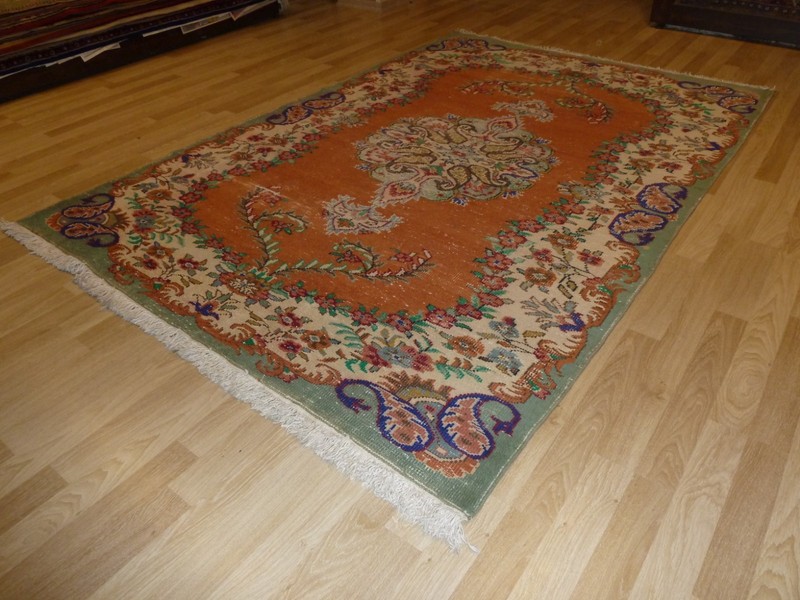 Clearance Vintage Bohemian Style Handmade Turkish Worn-No Pile Rug 7 Ft X 11 Ft gallery