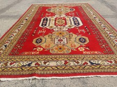 Authentic Hand Knotted Vintage Afghan Turkmen Wool Area Floor Rug 6.1×4.2ft