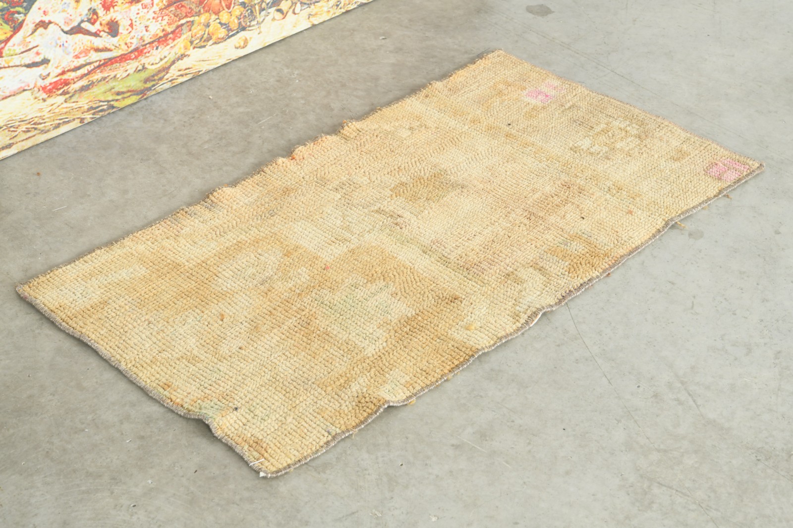 Small Turkish Antique Carpet Vintage Rug 1x3 Old Handmade Oushak Area Rug 569 gallery