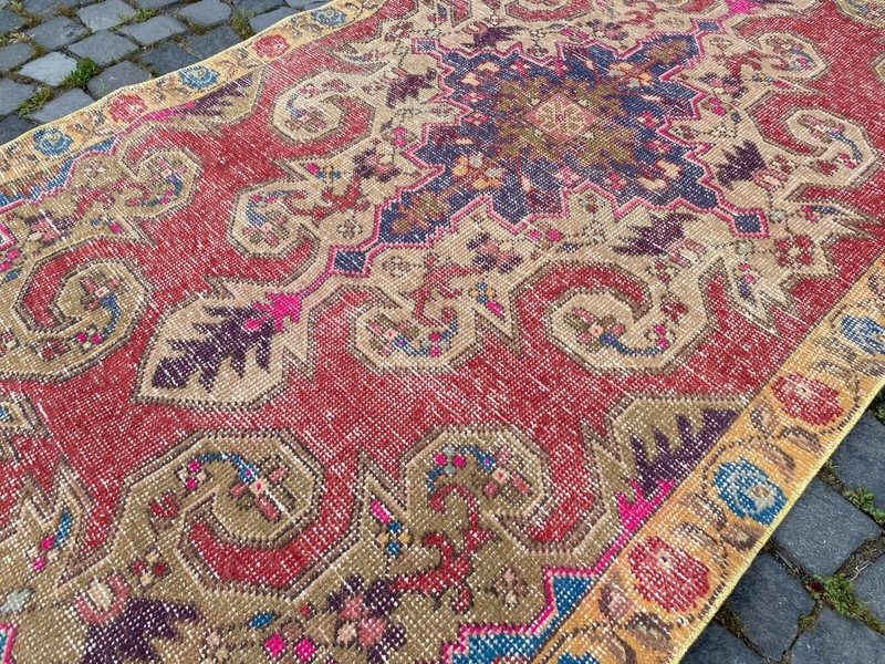 Handmade rug,Turkish rug,Wool rug,Bohemian area rug,Home decor 4,1 x 7,3 ft gallery