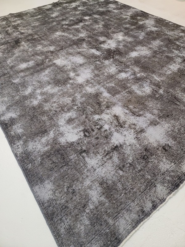 Antique Oriental Hand-Knotted Wool Area Rug Distressed Charcoal 9'7" x 12'9" gallery