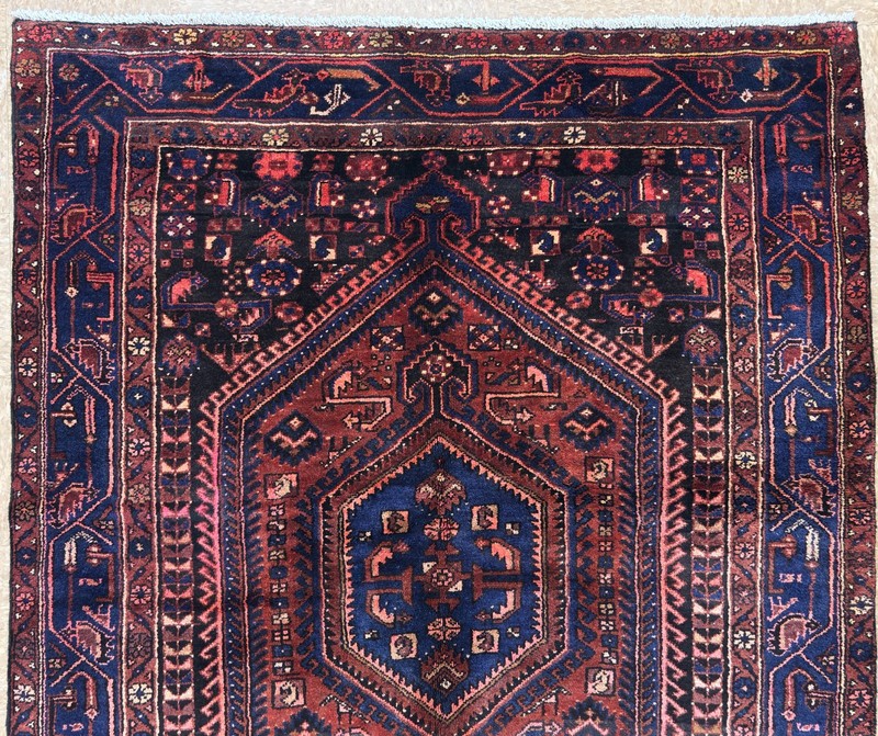Vintage Zanjan Tribal Oriental Area Rug 5x7 Hand Knotted Wool Red Geometric Boho gallery