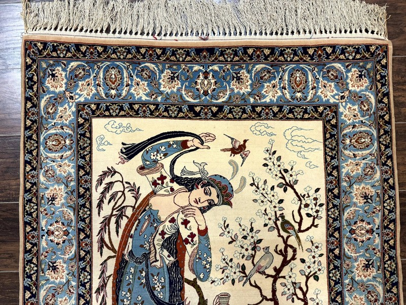 Perisan Pictorial Rug Two Lovers Kork Wool on Silk Foundation 500 KPSI gallery