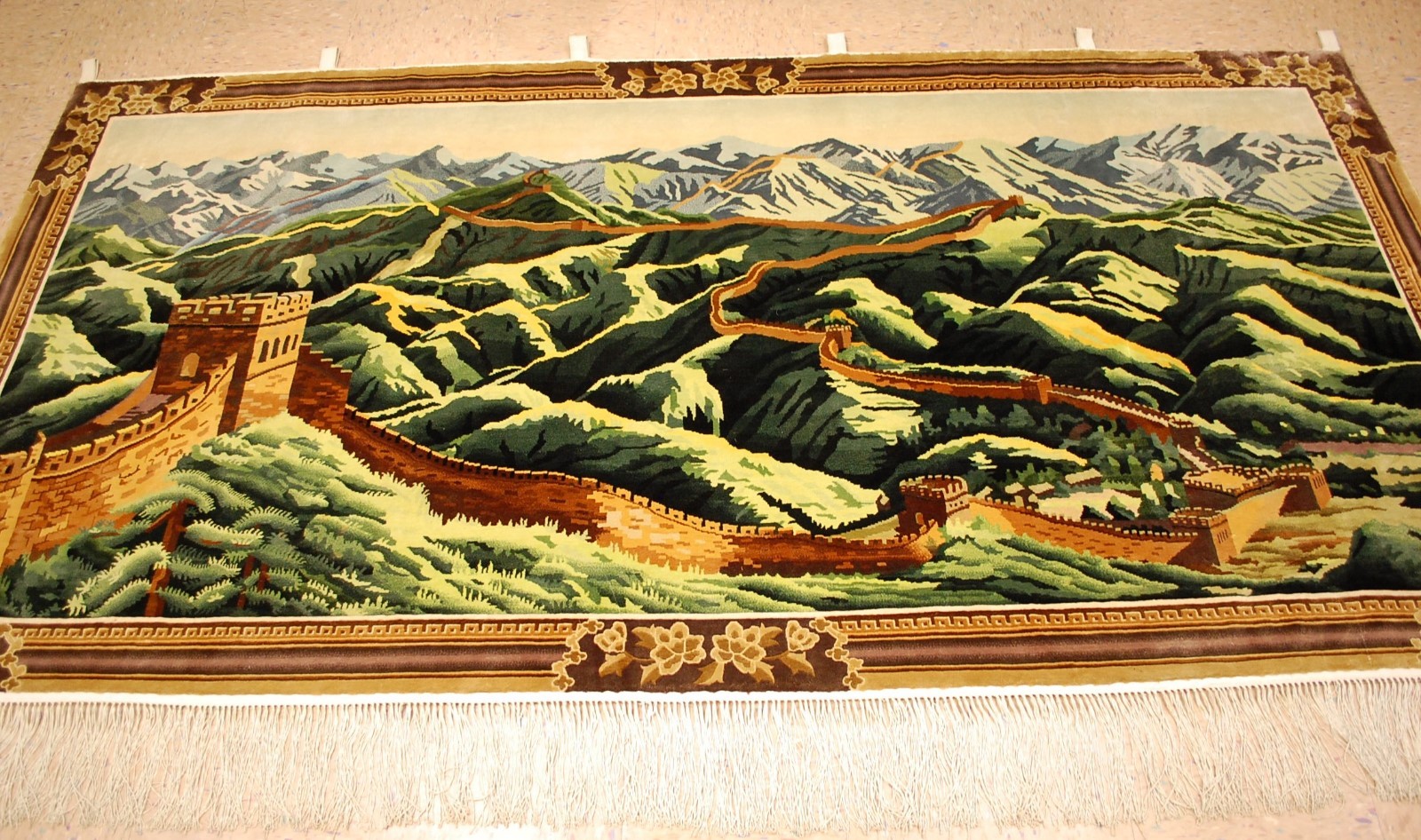 GREAT WALL OF CHINA DESIGN_MINT SILK CHINESE RUG 4.2x8.1 WALL HANGING CARPET gallery