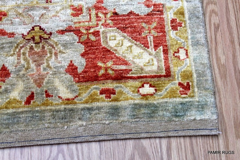 _HAND_MADE_RUG_OUSHAK_DESIGN_6' x 9' KNOTTED USHAK Design Peach VEGETABLE DYED gallery