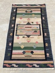 Vintage Handmade Turkish Geometric Wool Kilim Rug 160×92 cm