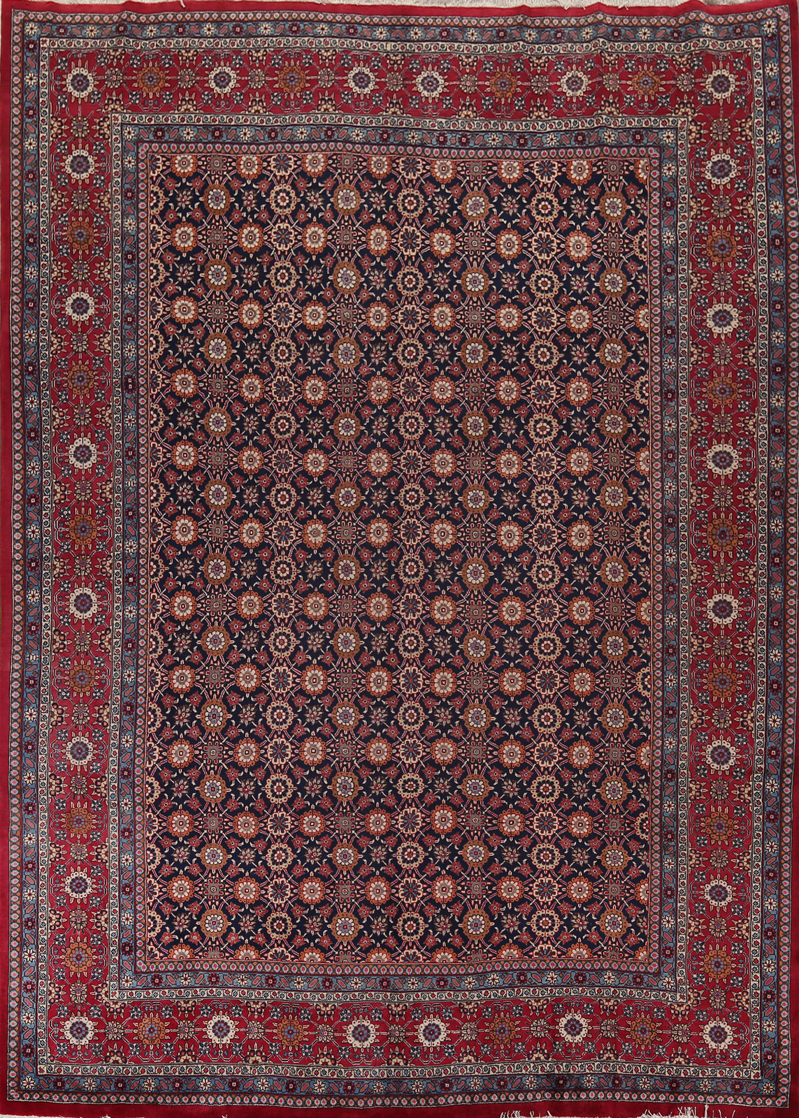 Excellent Navy Blue/ Red Tebriz Dining Room Rug 10x13 Handmade Traditional Rug gallery