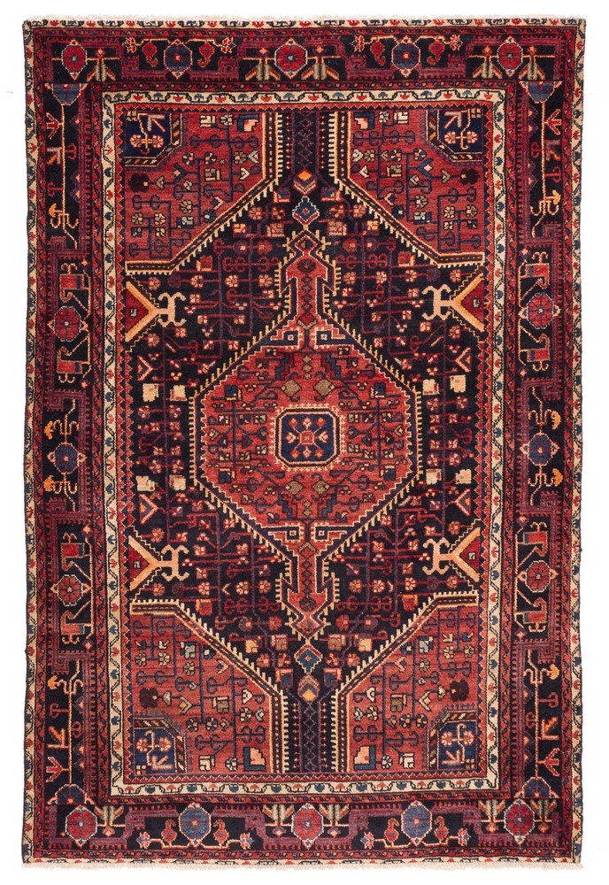 Vintage Hand-Knotted Carpet 4'5" x 6'9" Traditional Oriental Wool Area Rug