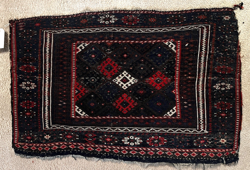 Antique Kurdish Bag Face Scatter Rug 3’3” x 2’1” gallery