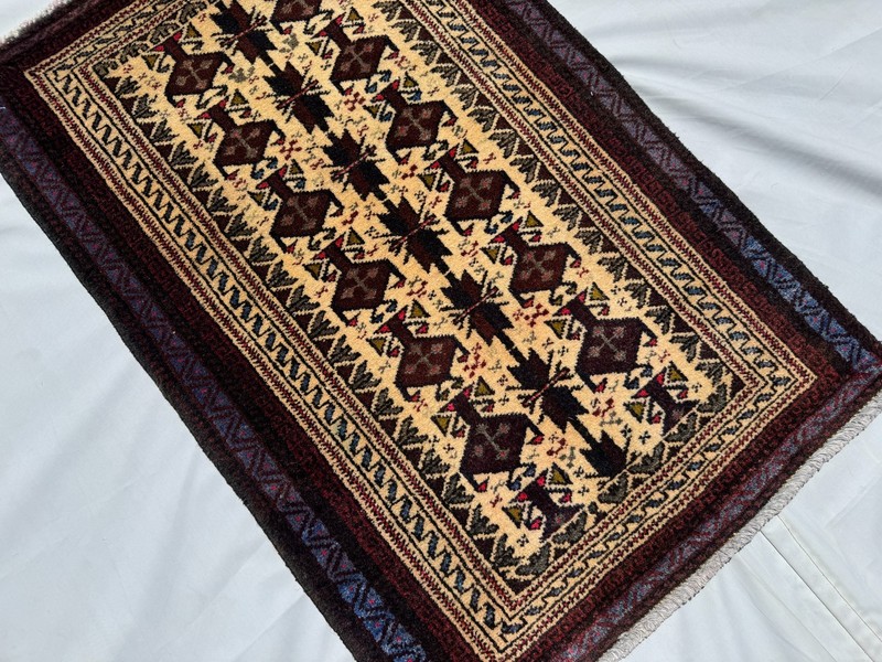 2x3 Afghan Hand Knotted Terracotta Wool Rug Tribal Baluchi Oriental Area Carpet gallery