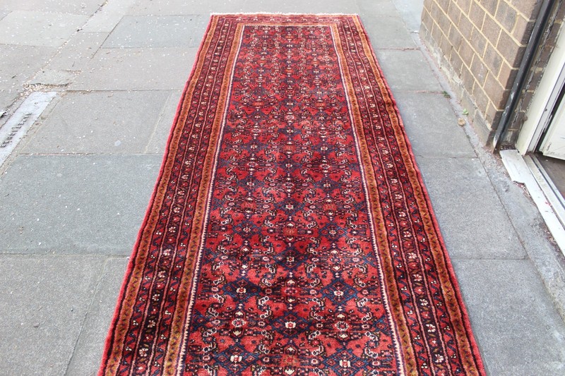 Vintage Hand Made Traditional Oriental Wool Red Long Runner 495x105cm gallery