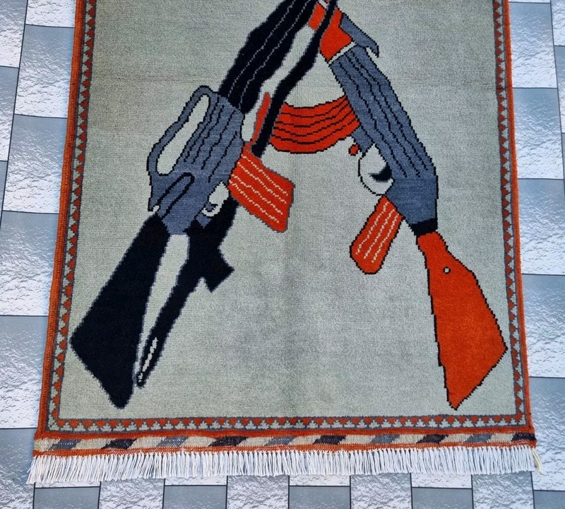 Handmade Afghan Vintage War Rug Historical War Rug Wool Area Rug Size 120x80 cm gallery