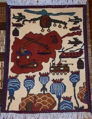 Afghan War Rug 80X60CM HAND MADE IN AFGHANISTAN- ship from pakistan