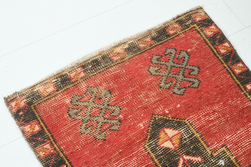 Turkish Door Mat Small Rug 2x4 Hand-Knotted Vintage Oushak Mini Rug Carpet,897 gallery