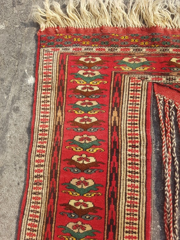 Vintage Hand Made Traditional Rug Oriental Wool Multicolor Carpet 118x89 cm gallery