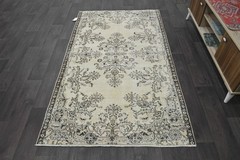 Oushak 4×7,Turkish Rug,vintage,anatolian,BEIGE,kilim,Bohemian,handmade,wool