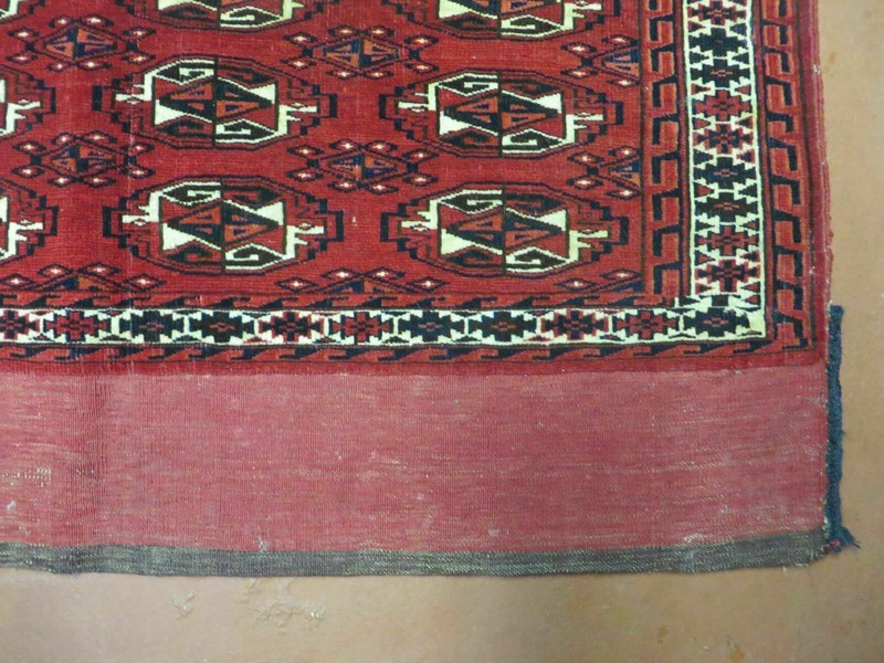 2.5' X 4' Antique Handmade Yamud Turkoman Tribal Wool Rug Bag Elephant Foot Nice gallery