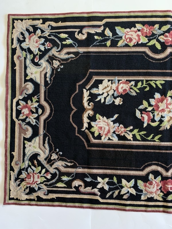 Vintage Handmade Needlepoint Wool Rug French Aubusson Tapestry (Approx. 3” x 5”) gallery