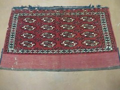 2.5′ X 4′ Antique Handmade Yamud Turkoman Tribal Wool Rug Bag Elephant Foot Nice