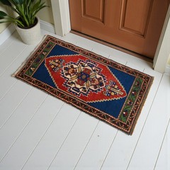 Vintage Small Rug Mat Turkish Rug Handmade Oushak Rug Door mat 2×4 ft approx