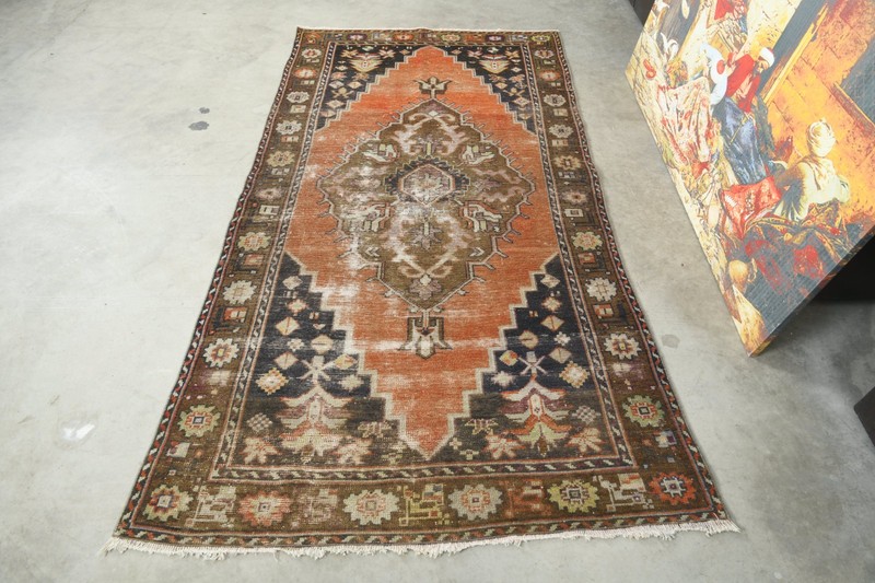 4x7 Turkish Area Rug Hand-Knotted Vintage Oushak Rug Small Boho Decor Carpet,637 gallery