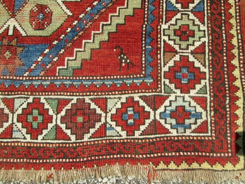 ANTIQUE CAUCASIAN KAZAK ORIENTAL RUG CIRCA 1900 ALL NATURAL DYES GREAT PRICE ! gallery