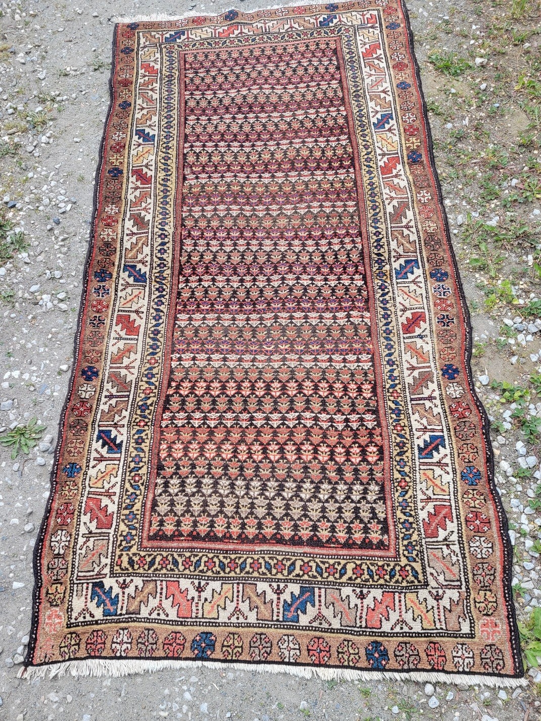 BEAUTIFUL FINE ANTIQUE HAMADAN ORIENTAL HAND DONE RUG 7' 2" X 3' 4" CIRCA 1890s gallery