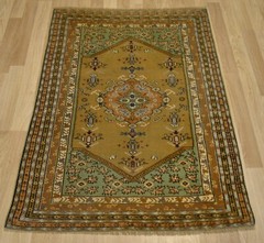 Rare 1910’s Antique Turkish Kula Geometric Handmade Rug 4Ft x 6Ft Free Shipping